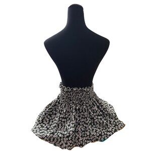 Black Daisy Ruffle Mini Skirt